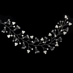 Accesoriu modern pentru decor par WED45LL Argintiu cu cristale si perle de 35cm